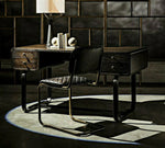 STEEL AND LEATHER DINING CHAIR