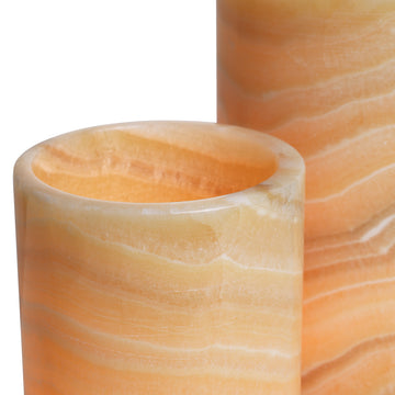 Tealight Holder Leonidas Set of 3 - Yellow Onyx