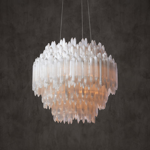 Selenite Layer Round Medium Chandelier
