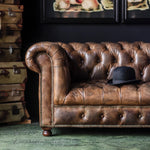 Westminster Button Sofa 3 Seater Vintage Cigar
