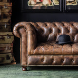 Westminster Button Sofa 3 Seater Vintage Cigar