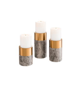Candle Holder Sierra Set of 3 - Grey Marble