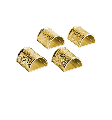 Hammertone Napkin Ring Goldtone Set 4