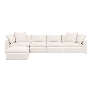 Strata Feather Petite Sectional - Performance Native Linen White