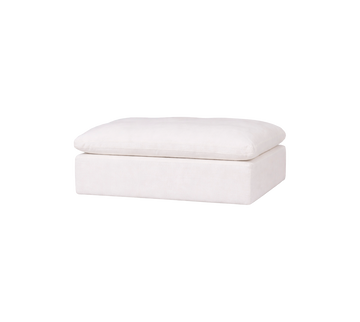 Strata Feather Petite Footstool - Performance Thin Chenille Yarn Dyed Natural