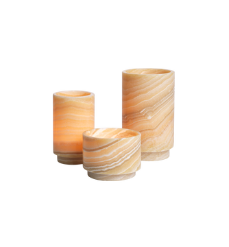 Tealight Holder Leonidas Set of 3 - Yellow Onyx