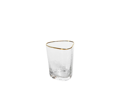 Aperitivo Triangular Double Old Fashioned Glass - Clear with Gold Rim