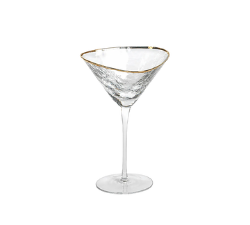 Aperitivo Triangular Martini Glass - Clear with Gold Rim