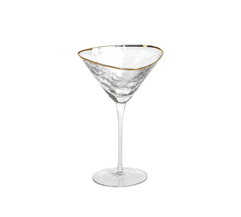 Aperitivo Triangular Martini Glass - Clear with Gold Rim