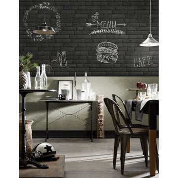 Black Bricks Erasable Wallpaper