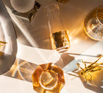 Fez Cut Stemless Champagne Glass with Gold Leaf