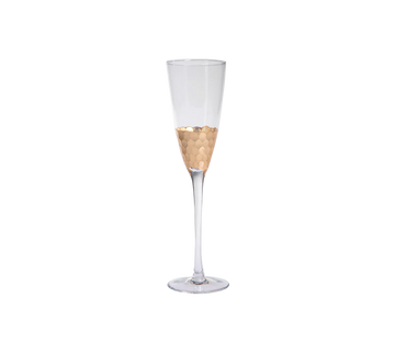 Fez Cut Glass Champagne Flute with Gold Leaf