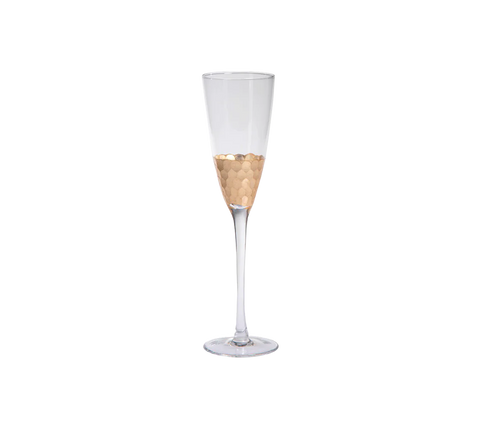 Fez Cut Glass Champagne Flute with Gold Leaf