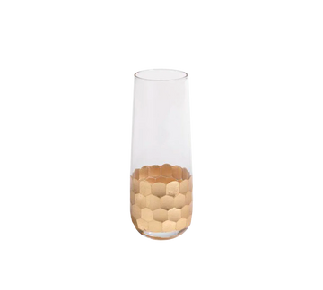 Fez Cut Stemless Champagne Glass with Gold Leaf