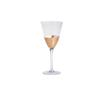 Fez Cut Glass Red Wine Glass with Gold Leaf