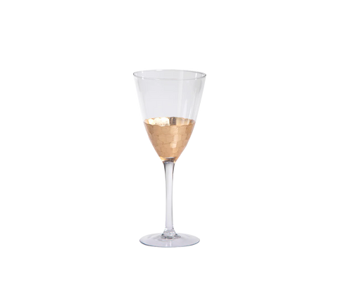 Fez Cut Glass Red Wine Glass with Gold Leaf