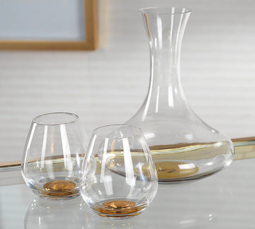 Golden Base Stemless Wine Glass